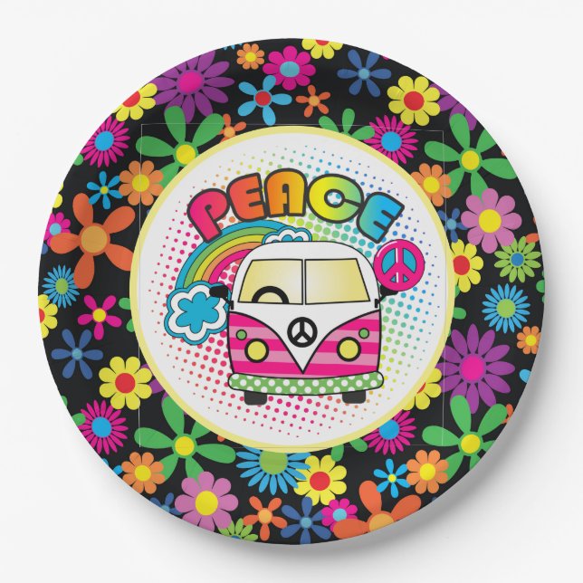 Peaceful Hippy  Paper Plates (Front)