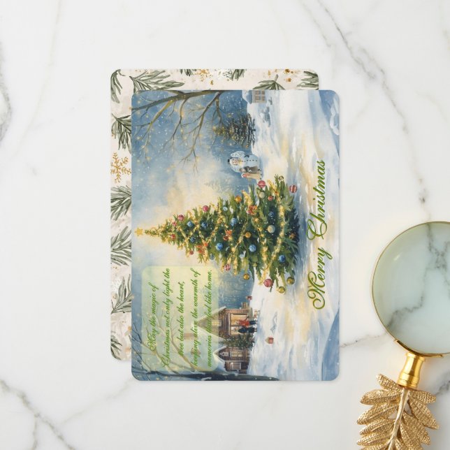 Peaceful Holiday Scenery & Festive Charm Thank You Card (Front/Back In Situ)