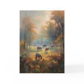 Peaceful Horses Landscape Painting Equine Sympathy Card