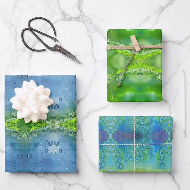 Peaceful, Iridescent, Nature Mosaic Wrapping Paper Sheets (Front)