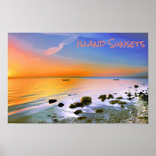 Peaceful Island Sunset Paradise Poster
