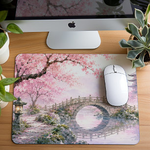 Peaceful Japanese Cherry Blossoms Mouse Pad