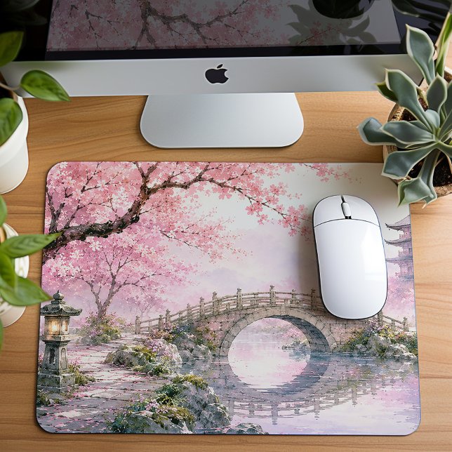 Peaceful Japanese Cherry Blossoms Mouse Pad (Creator Uploaded)