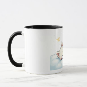 Peaceful Kawaii Arctic Fox Starry Night Winter Mug