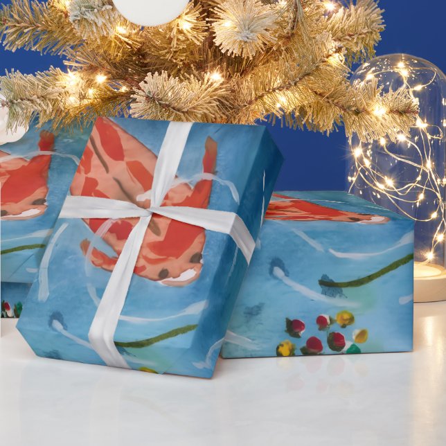 Peaceful Koi Fish Watercolor Wrapping Paper (Holidays)