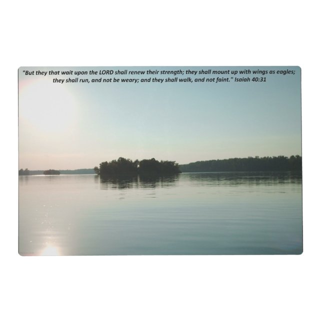 Peaceful Lake and Distant Trees with scripture Placemat (Front)