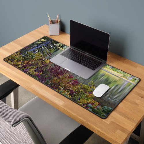 Peaceful Lake and Vibrant Fall Color Landscape Desk Mat