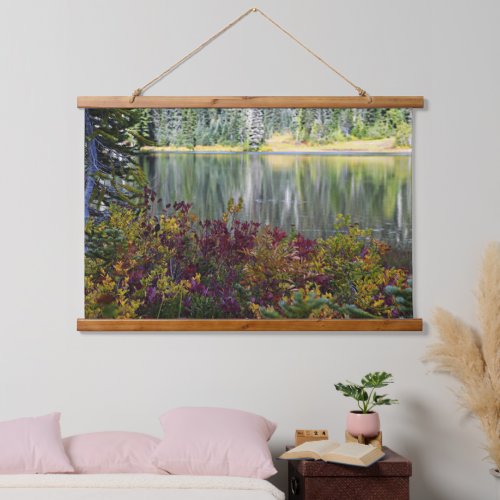 Peaceful Lake and Vibrant Fall Color Landscape Hanging Tapestry