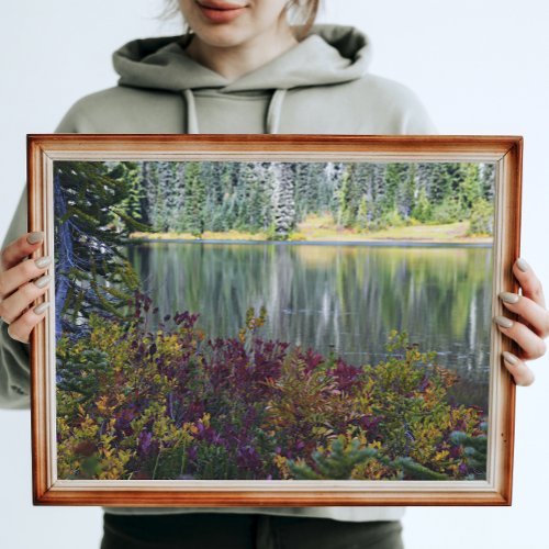 Peaceful Lake and Vibrant Fall Color Landscape Photo Print