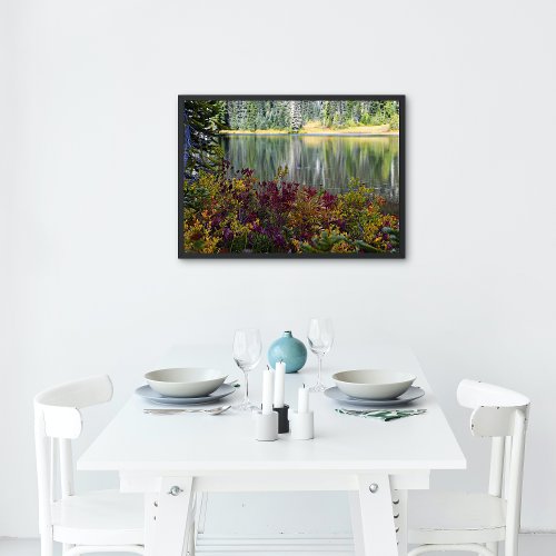 Peaceful Lake and Vibrant Fall Color Landscape Poster
