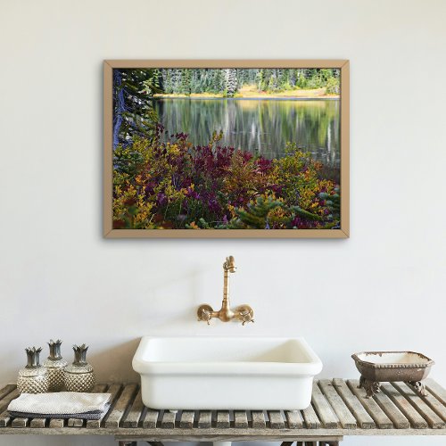 Peaceful Lake and Vibrant Fall Color Landscape Poster