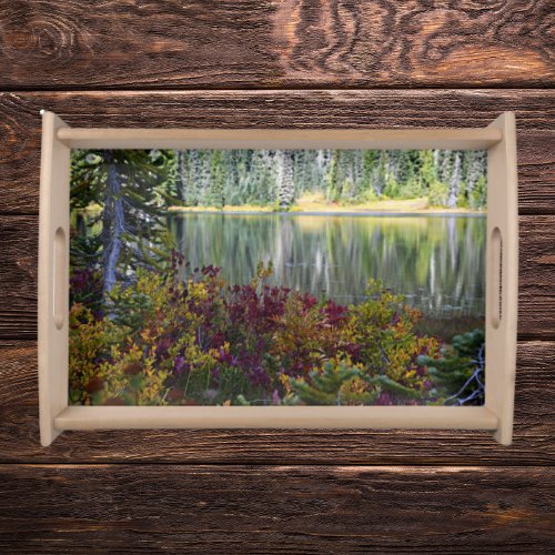 Peaceful Lake and Vibrant Fall Color Landscape Serving Tray