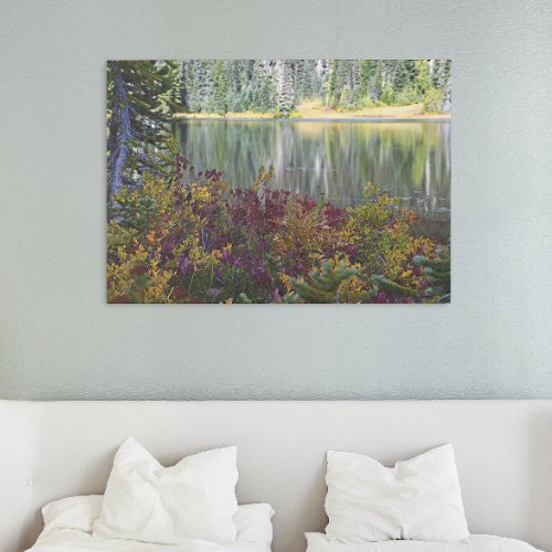 Peaceful Lake Vibrant Fall Color Landscape Canvas Print