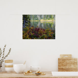 Peaceful Lake Vibrant Fall Color Landscape Poster
