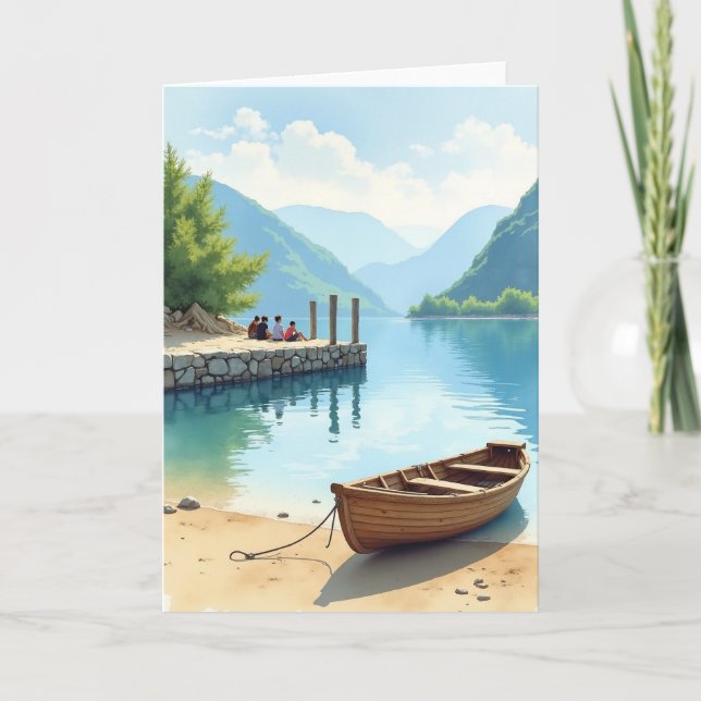 Peaceful Lakeside Birthday Card (Front)