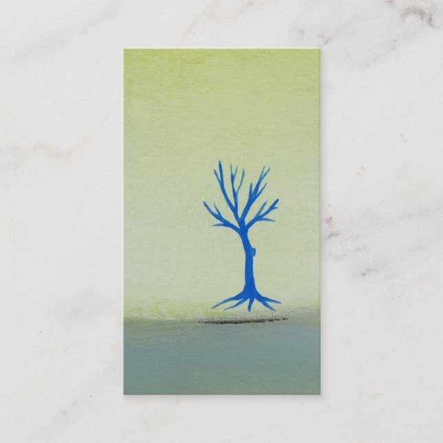 Peaceful landscape art hovering tree painting business card (Front)