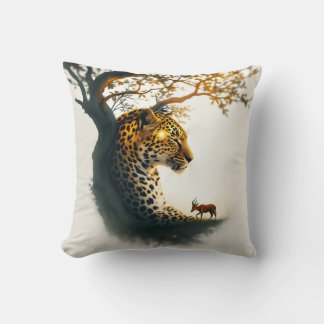 Peaceful Leopard and Duiker with Zen New Beginning Throw Pillow
