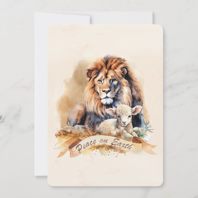 Peaceful Lion and Lamb holiday gifts Card (Front)