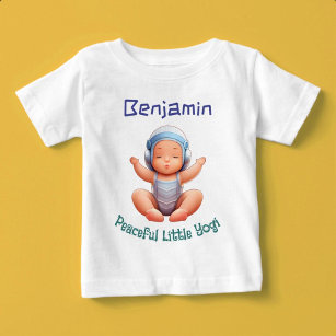 Peaceful Little Yogi Custom Name Baby T-Shirt