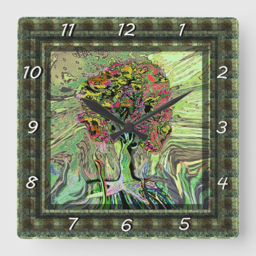 Peaceful Living Tree of Life Square Wall Clock