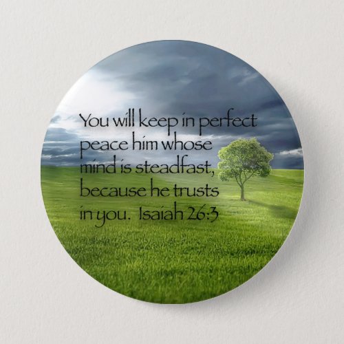 Peaceful Lone Tree Bible Verse Isaiah 263 Pinback Button