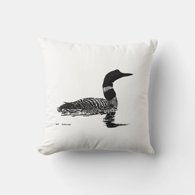 Peaceful loon throw pillow (Front)