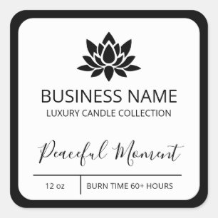 Peaceful Lotus Black Border Soy Candle Labels