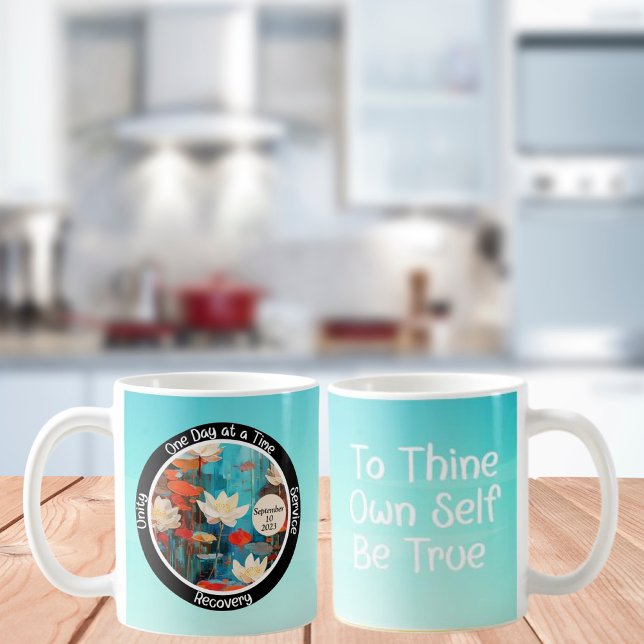 Peaceful Lotus Custom Sobriety Milestone Gift Coffee Mug (Creator Uploaded)