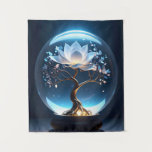 Peaceful Lotus Sphere Tapestry