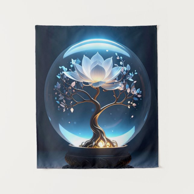 Peaceful Lotus Sphere Tapestry (Front)