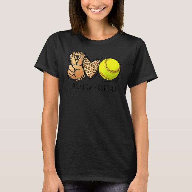 Peaceful Love Softball Mothers Mother's Day Softba T-Shirt (Front)