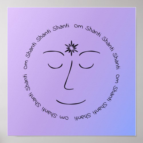 Peaceful Meditation Om Shanti Purple Blue Print