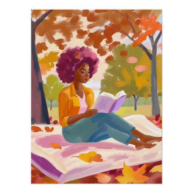 Peaceful Moments: Afro Woman in Nature with a Good Poster (Front)