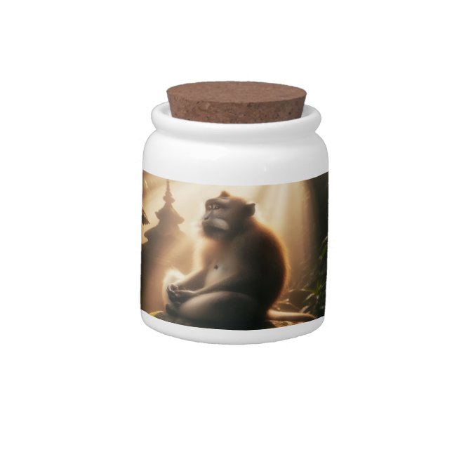 Peaceful Monkey Candy Jar (Left)