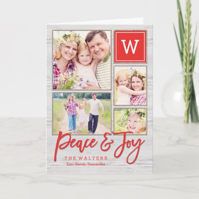 Peaceful Monogram Holiday Greeting Card (Front)