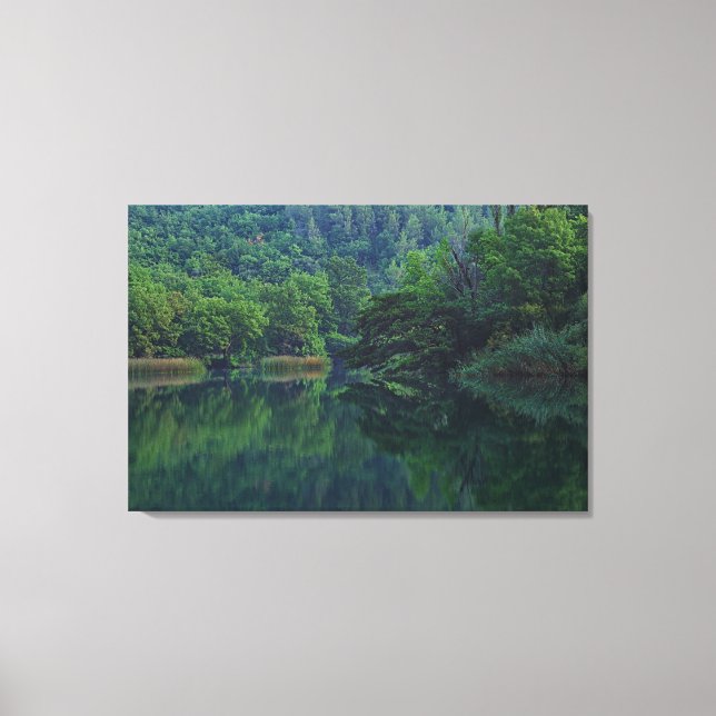 Peaceful Morning River with Reflection of Trees Canvas Print (Front)