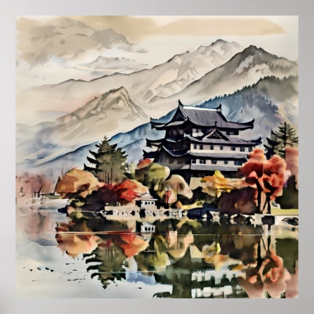 Peaceful Mountain Castle Poster (Front)