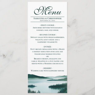 Peaceful Mountain Lake Elegant Rustic Wedding Menu
