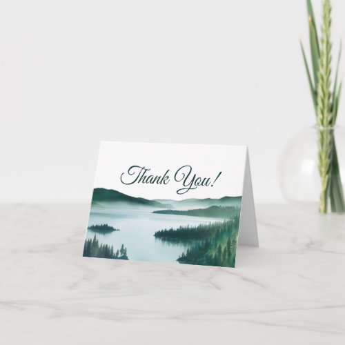 Peaceful Mountain Lake Photo Inside Wedding Thank You Card