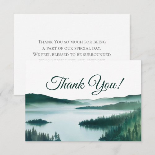 Peaceful Mountain Lake Simple Rustic Wedding Thank You Card