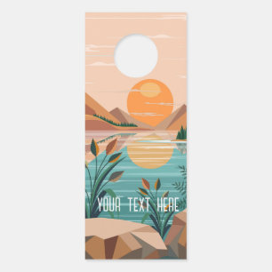Peaceful Mountain Lake Sunset Landscape Door Hanger