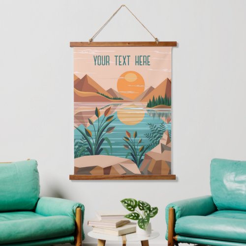 Peaceful Mountain Lake Sunset Landscape Hanging Tapestry