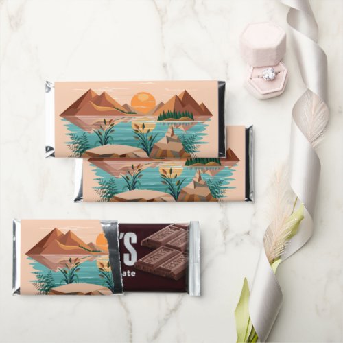 Peaceful Mountain Lake Sunset Landscape Hershey Bar Favors