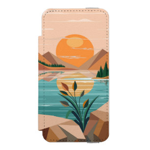 Peaceful Mountain Lake Sunset Landscape iPhone SE/5/5s Wallet Case