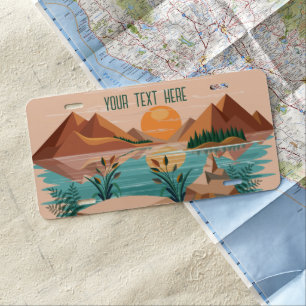 Peaceful Mountain Lake Sunset Landscape License Plate