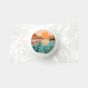 Peaceful Mountain Lake Sunset Landscape Life Saver® Mints
