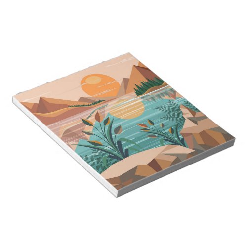 Peaceful Mountain Lake Sunset Landscape Notepad
