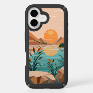 Peaceful Mountain Lake Sunset Landscape iPhone 16 Case