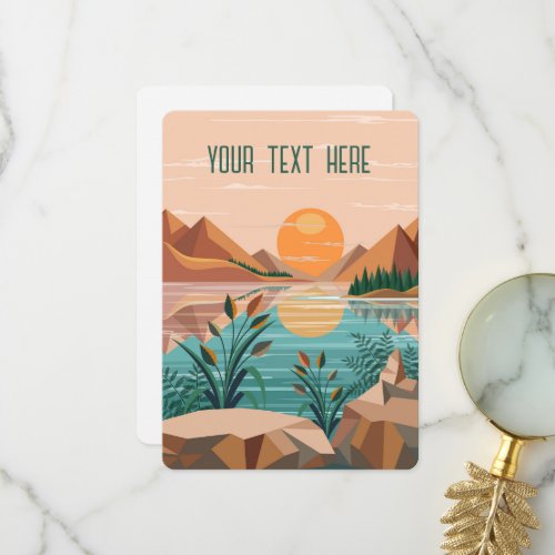 Peaceful Mountain Lake Sunset Landscape Thank You Card