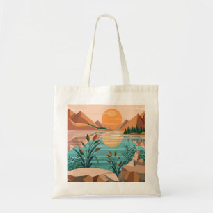 Peaceful Mountain Lake Sunset Landscape Tote Bag